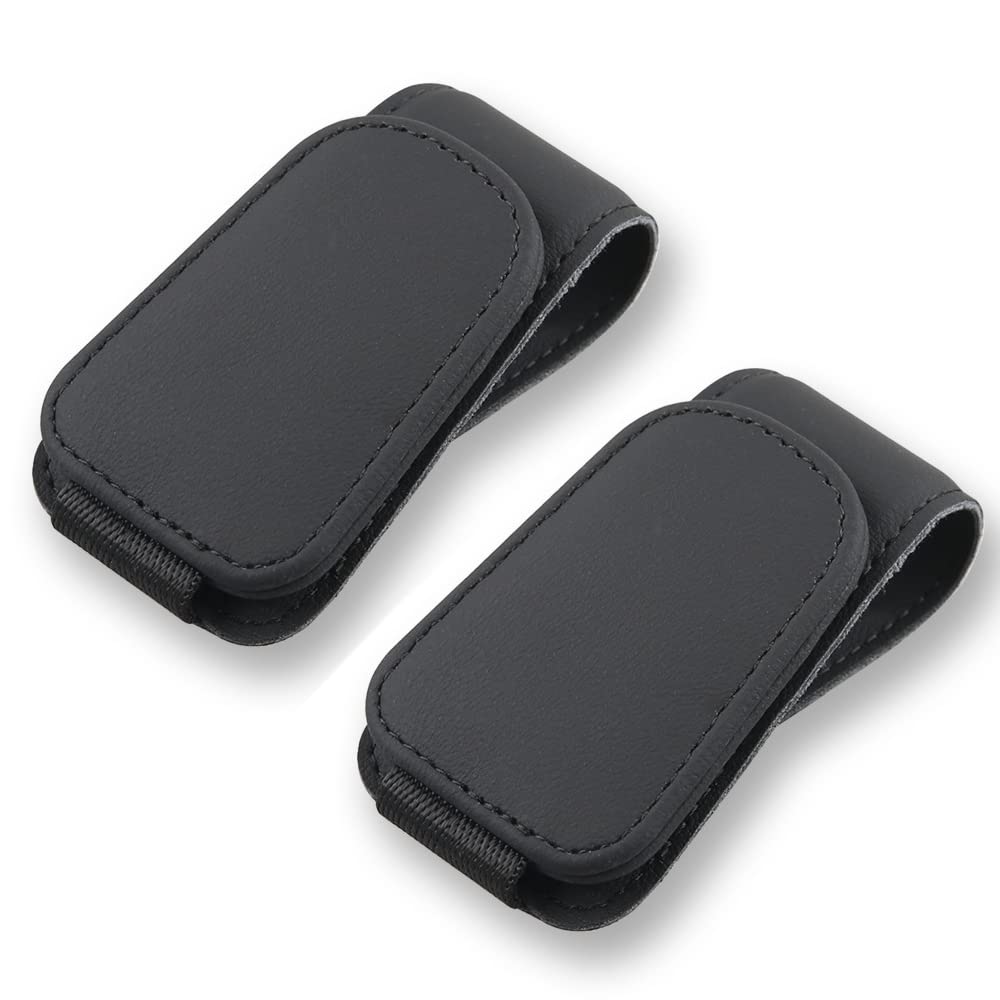 2Pcs Sunglass Holder for Car, Magnetic Leather Eyeglass Hanger Clip for Car Sun Visor, Sunglasses Holder and Ticket Card Clip for Car Visor Accessories