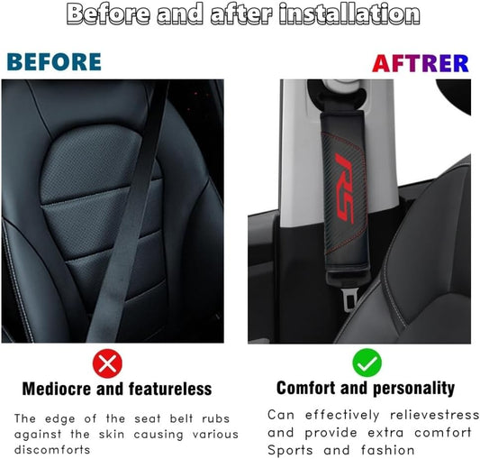 2Pcs Carbon Fiber Leather Seat Belt Cushions Shoulder Pad Soft for Camaro RS Equinox Malibu Traverse Blazer Cruze Trailblazer Trax Sonic Spark Accessories,Car Seat Belt Pads Safety Belt Cover Pad