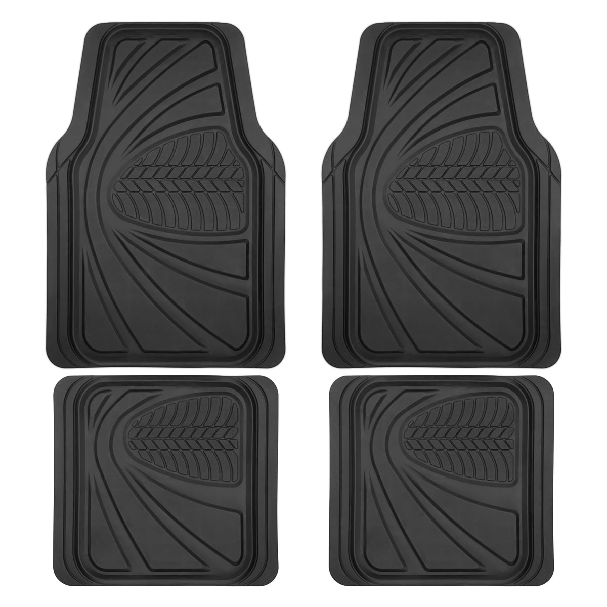 Motor Trend FlexTough Performance All Weather Rubber Car Floor Mats - 3 Piece Floor Mats Automotive Liners for Cars Truck SUV, Heavy-Duty Waterproof (Black)