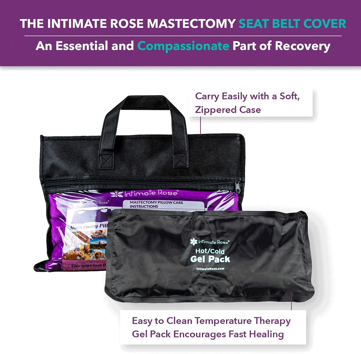 Intimate Rose Mastectomy Seatbelt Pillow - Seat Belt Pillow for Mastectomy Post-Surgery, Heart Surgery Recovery Support Cushion for Chest Chemo Port Pacemaker Bypass Hysterectomy Recovery Pillow