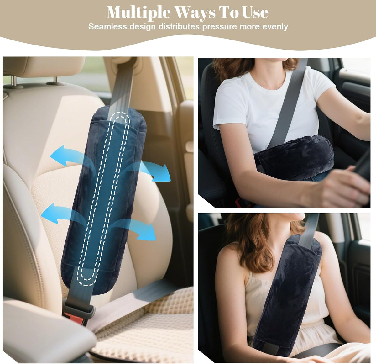 Rounded Corners Seat Belt Pillow for Post Heart Surgery