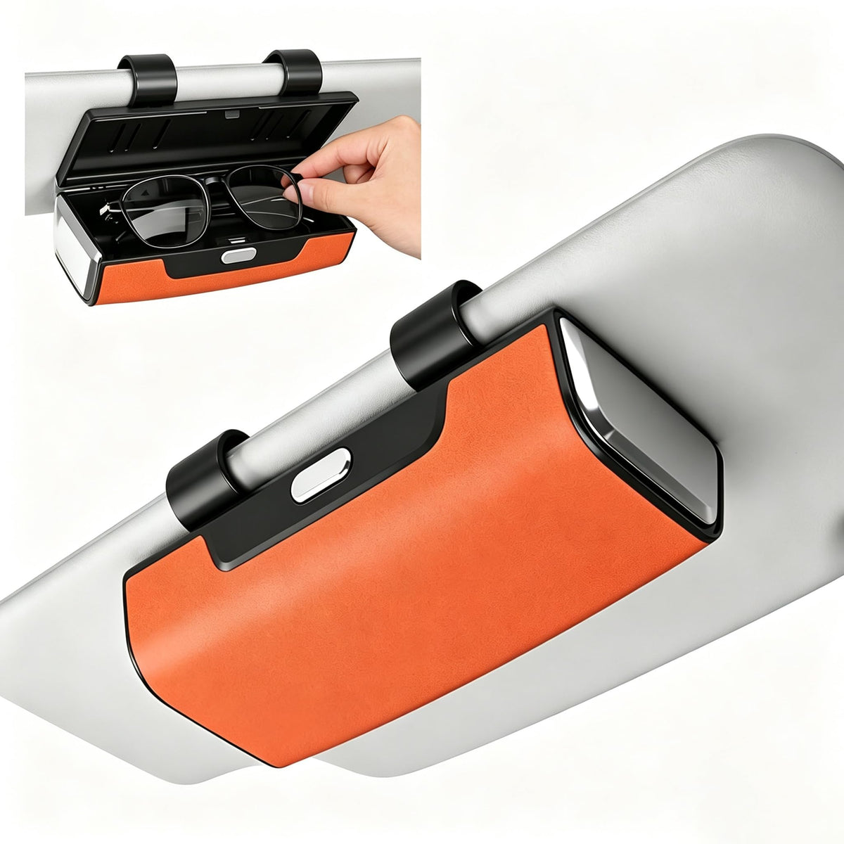 Car Eyeglasses Storage Case,Beige Anti-Scratch Sunglasses Holder