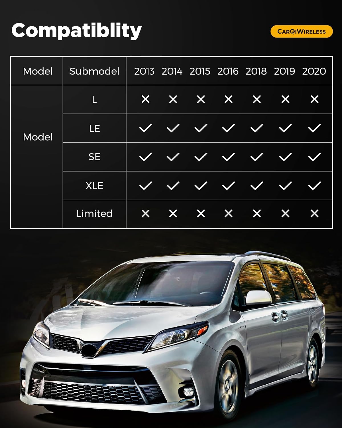 for Toyota Sienna 2013-2020 Floor Mats Cargo Liner Trunk Mat (8 Seater)