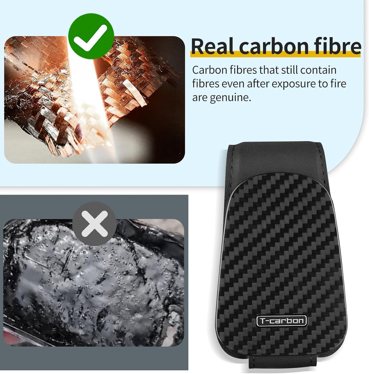 T-carbon 2 Pack Sunglass Holder for Car Sun Visor