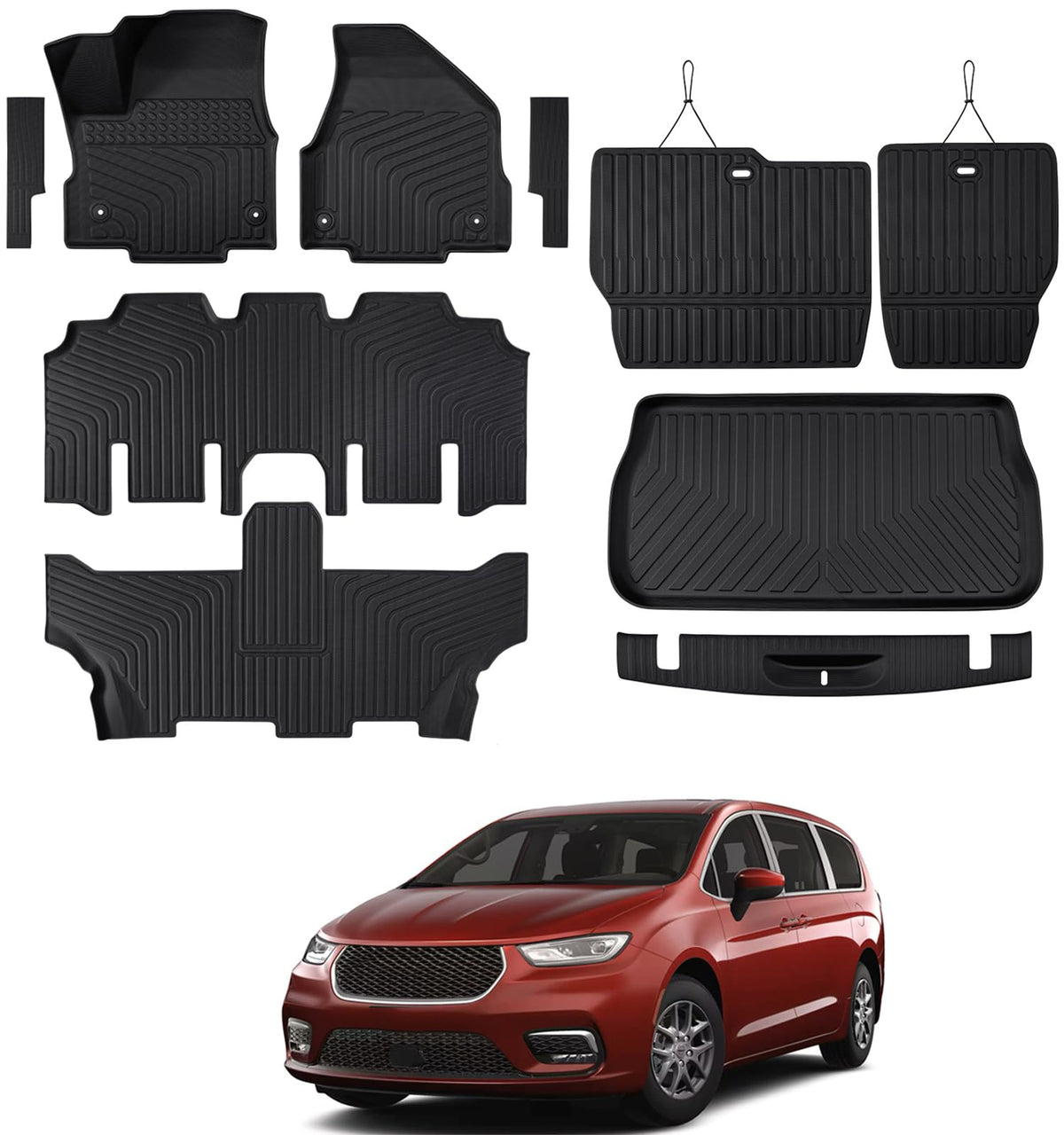 for Toyota Sienna 2013-2020 Floor Mats Cargo Liner Trunk Mat (8 Seater)