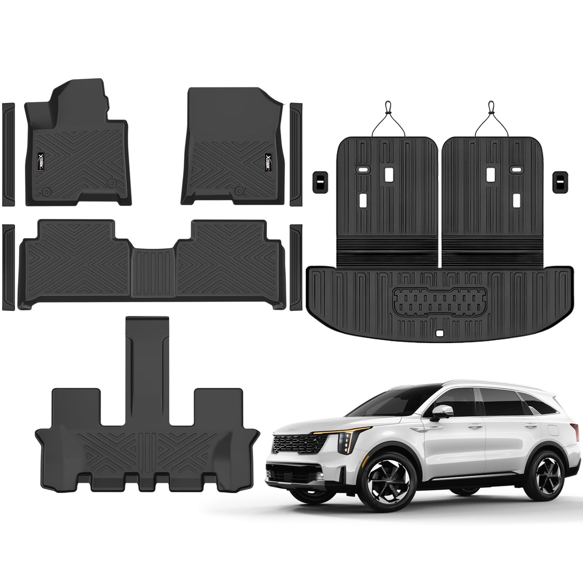 Floor Mats & Trunk Mat & Backrest Mat for 2024-2027 Chevy Traverse 7 Seats