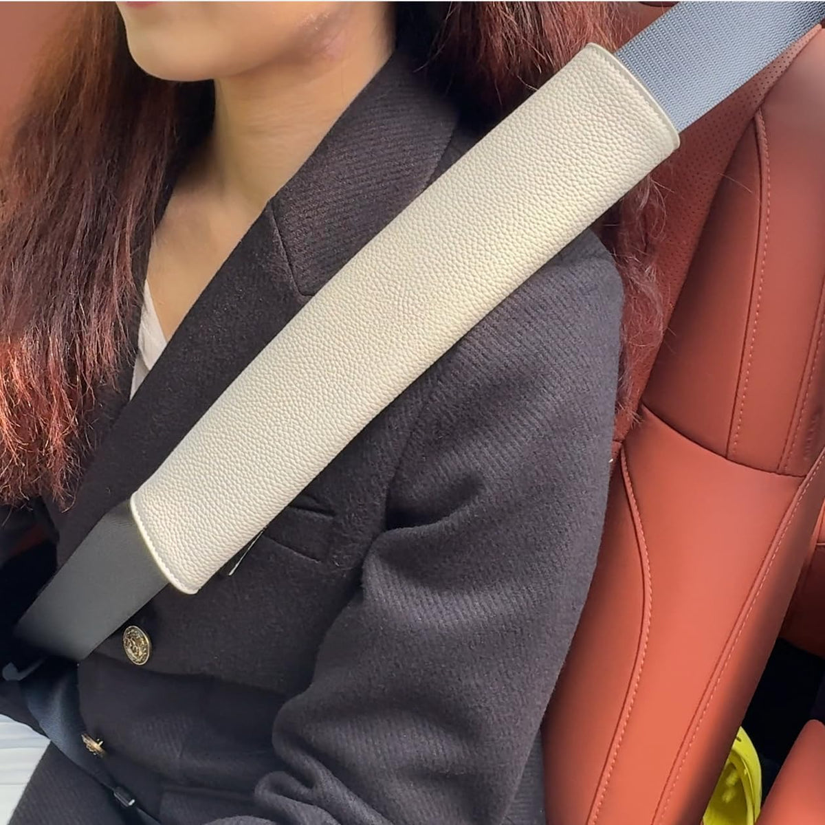 Car Seat Belt Covers for Adults Soft Leather Safety Seatbelt Shoulder Pad Neck Cushion Protector Comfortable Driving Car Accessories Truck SUV Airplane Backpack (SC01Brown-9in-2Pack)