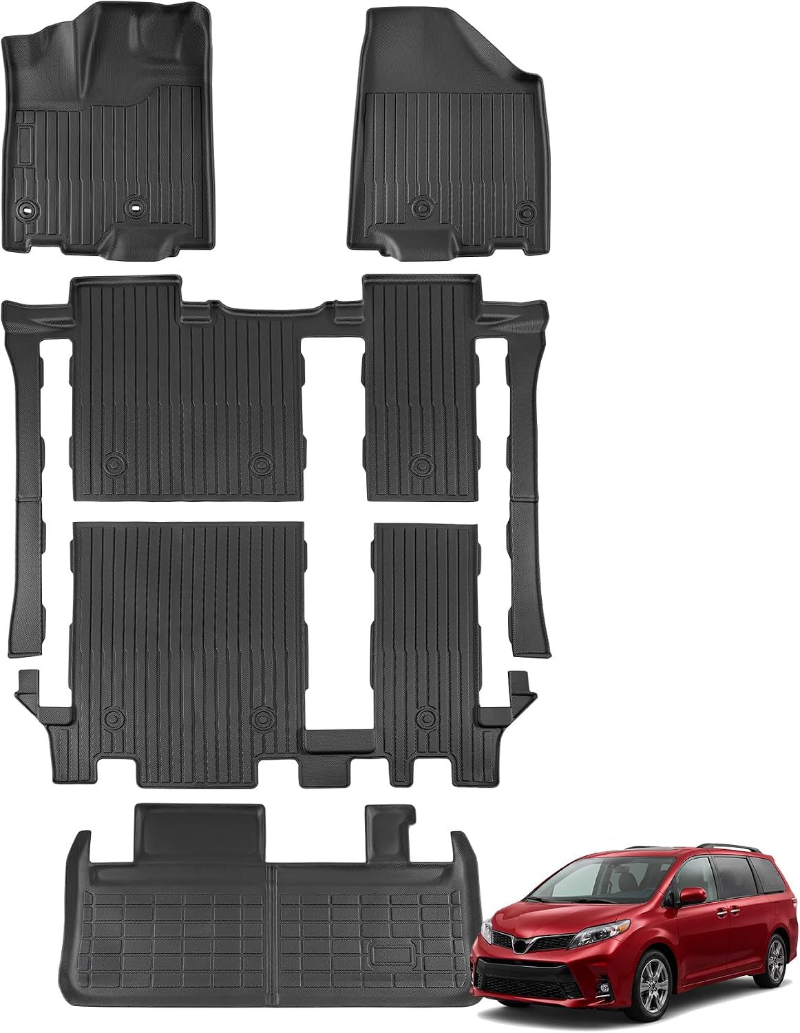 for Toyota Sienna 2013-2020 Floor Mats Cargo Liner Trunk Mat (8 Seater)