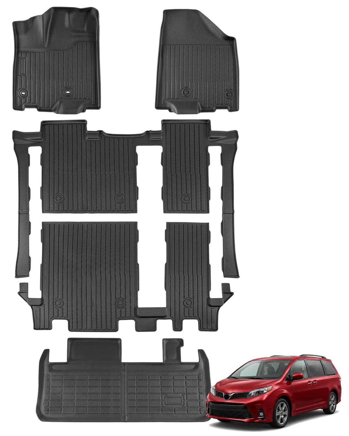 for Toyota Sienna 2013-2020 Floor Mats Cargo Liner Trunk Mat (8 Seater)