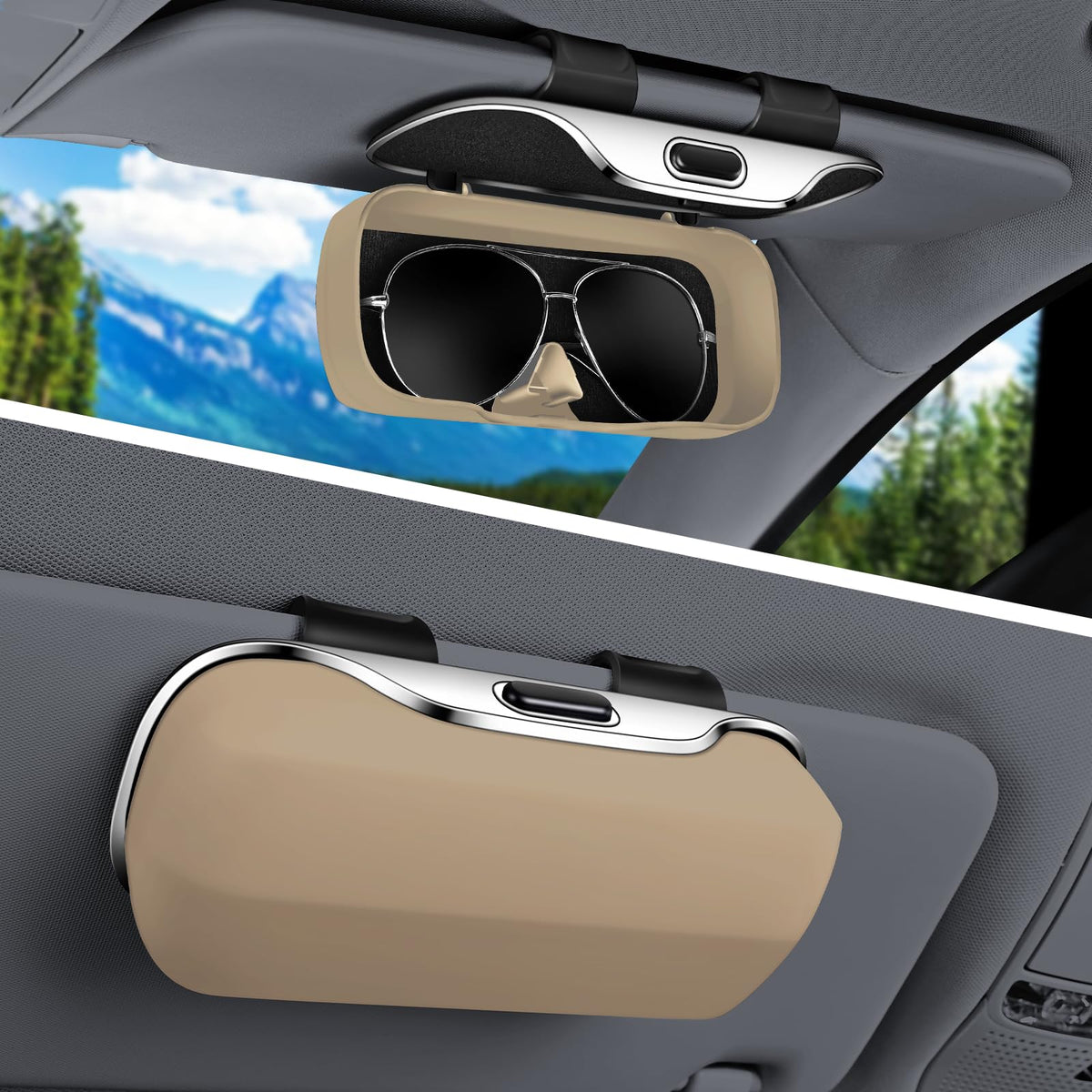 Sunglass Holder for Car Visor Clip, Car Sunglass Holder Case Black