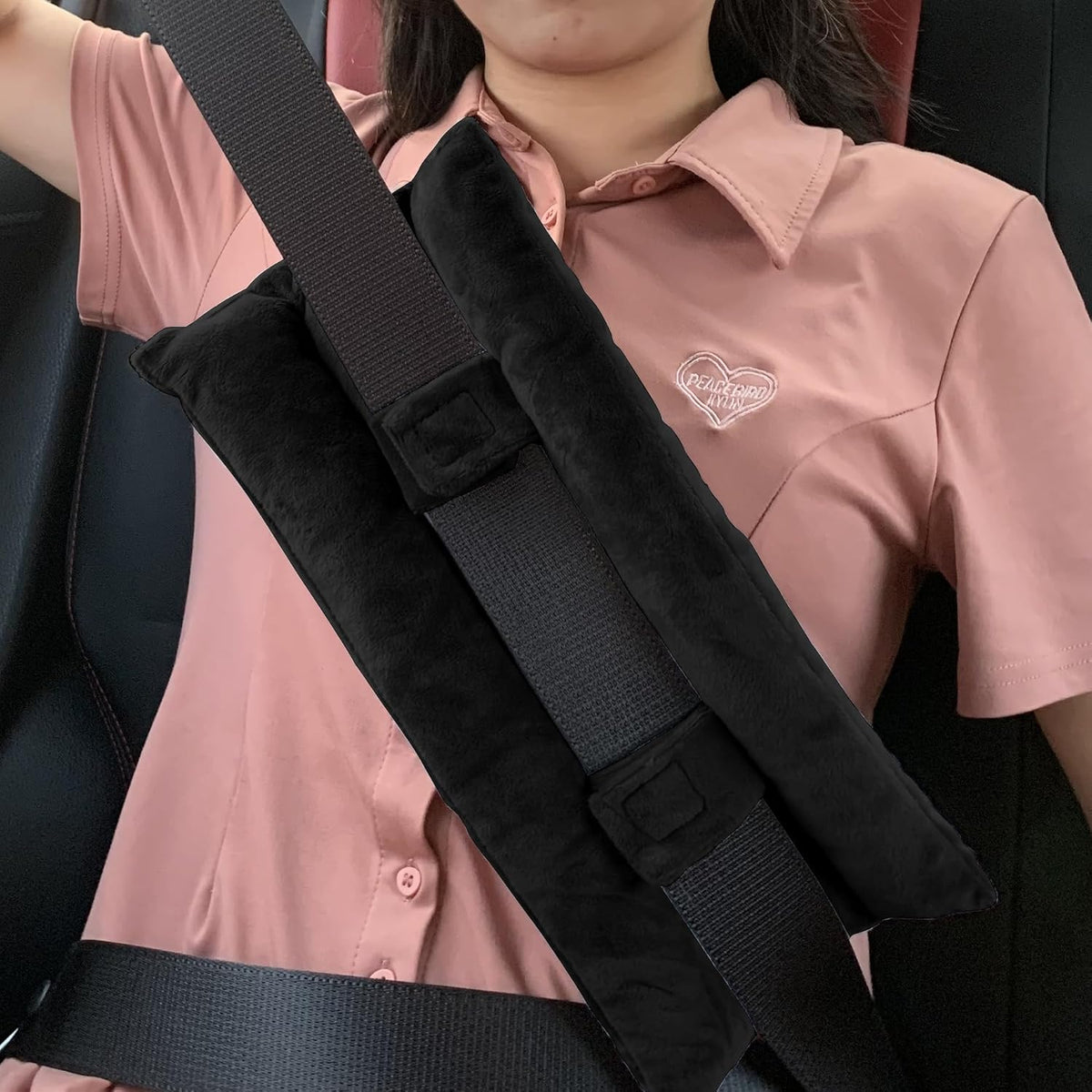 Seat Belt Pillow for Mastectomy Post-Surgery, Heart Surgery Recovery Support Cushion for Chest Chemo Port Pacemaker Bypass Hysterectomy Recovery Pillow (Black)