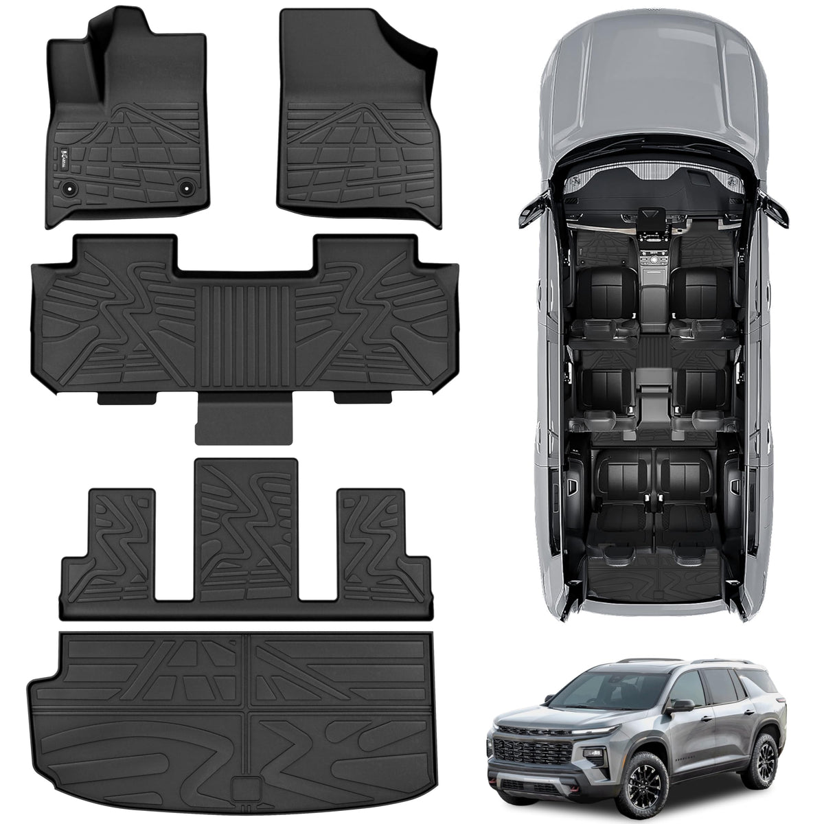 KARPAL Floor Mats for 2017-2026 2027 Chrysler Pacifica 7 Seats (Not Hybrid)