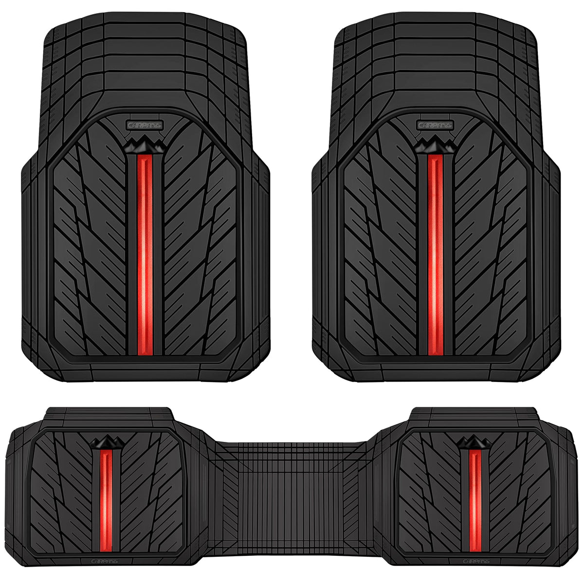 CAR PASS Heavy Rubber Car Floor Mats, Deep Waterproof Car Mats All Weather, Universal Trim-to Fit Automotive Floor Mats for Car SUV Truck Van, Durable Floor Liners Solid Black