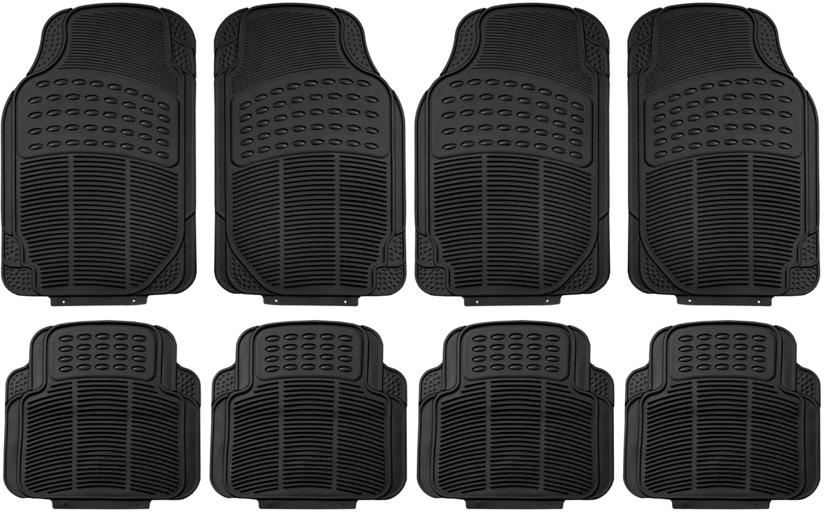 FH Group Automotive Floor Mats - Heavy-Duty Rubber, Universal Fit Full Set, ClimaProof, Trimmable For Most Cars, Sedan, SUV, Truck, Black