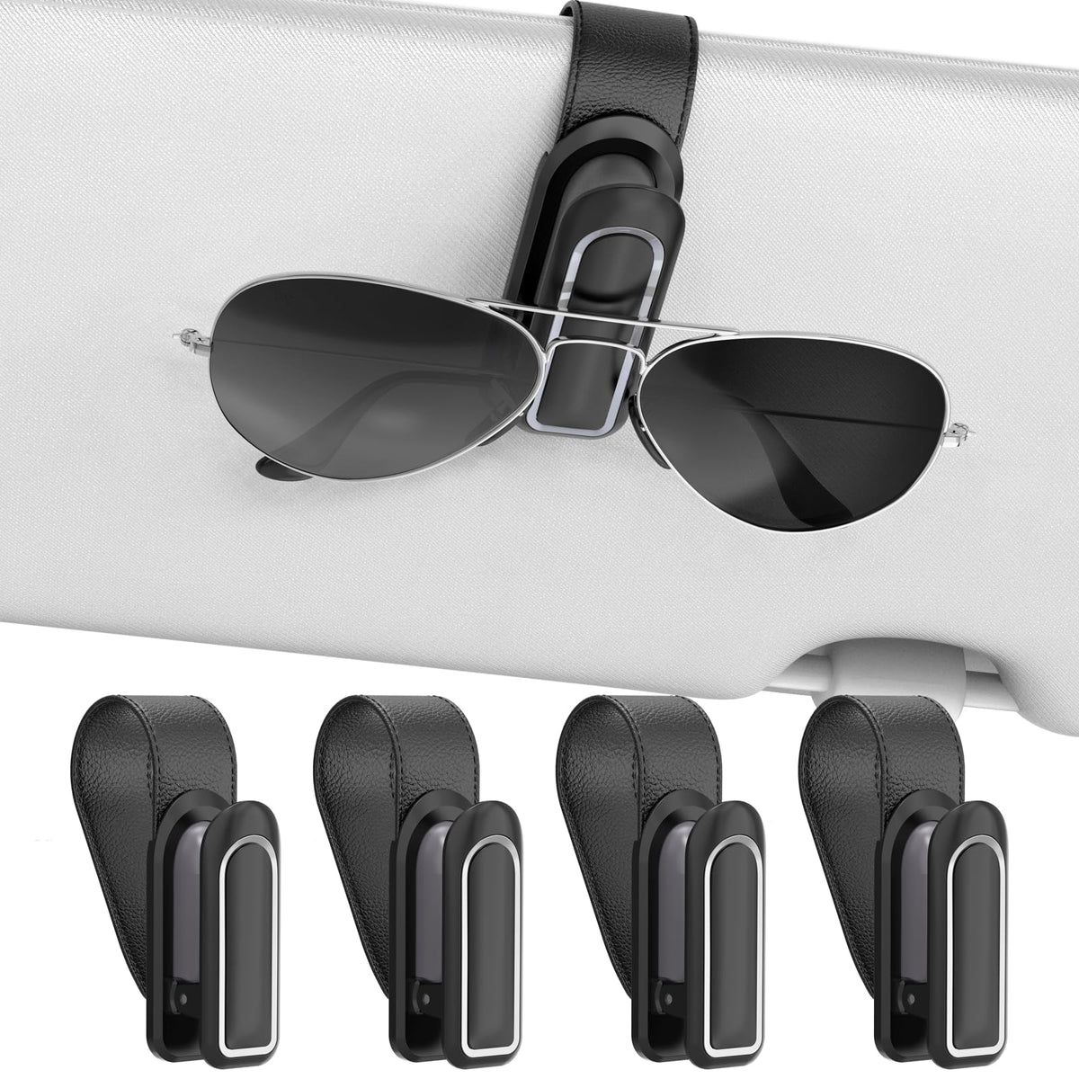 Veharvim Sunglass Holder for Car, 2 Pack, Metal Clip, One-Handed Operation