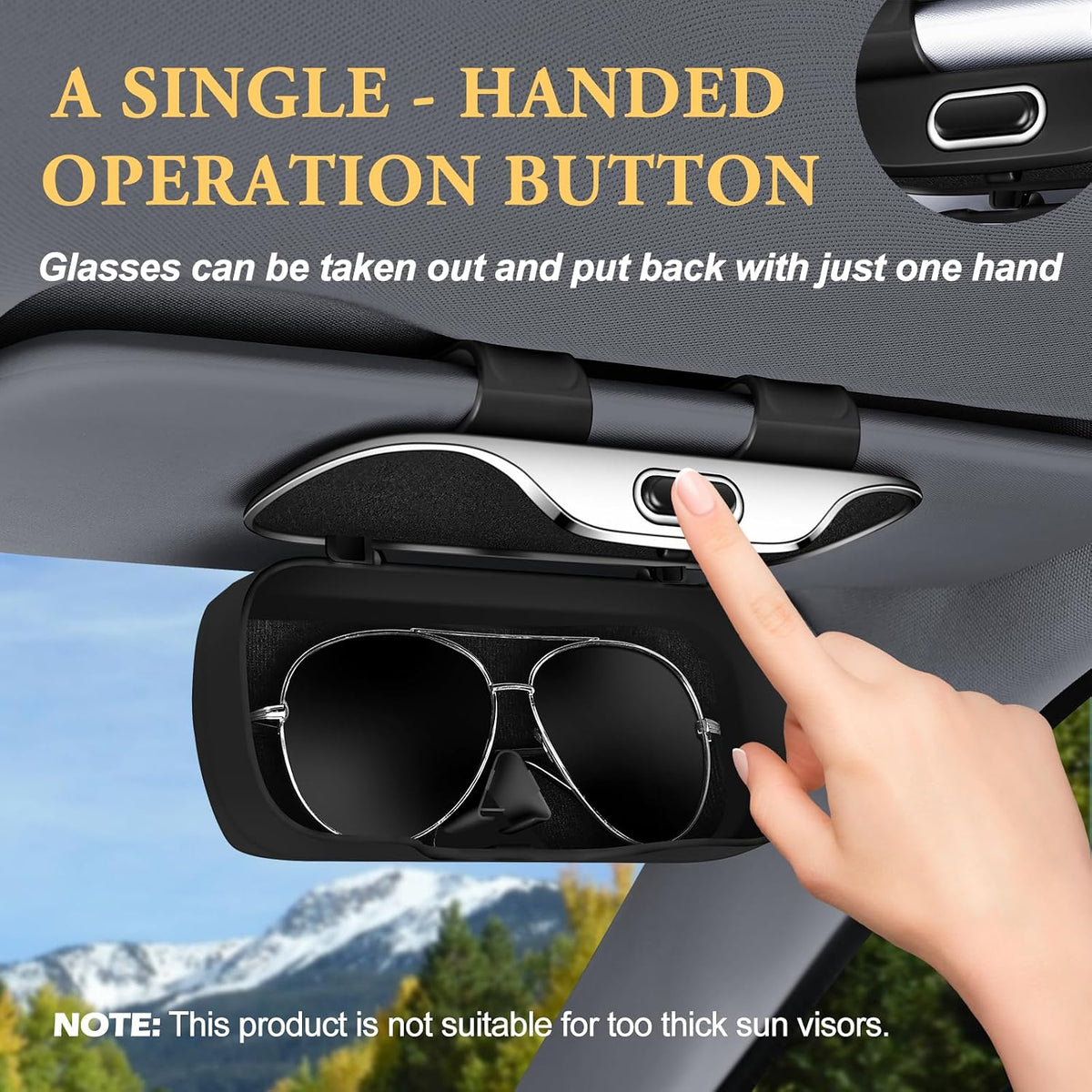Sunglass Holder for Car Visor Clip, Car Sunglass Holder Case Black