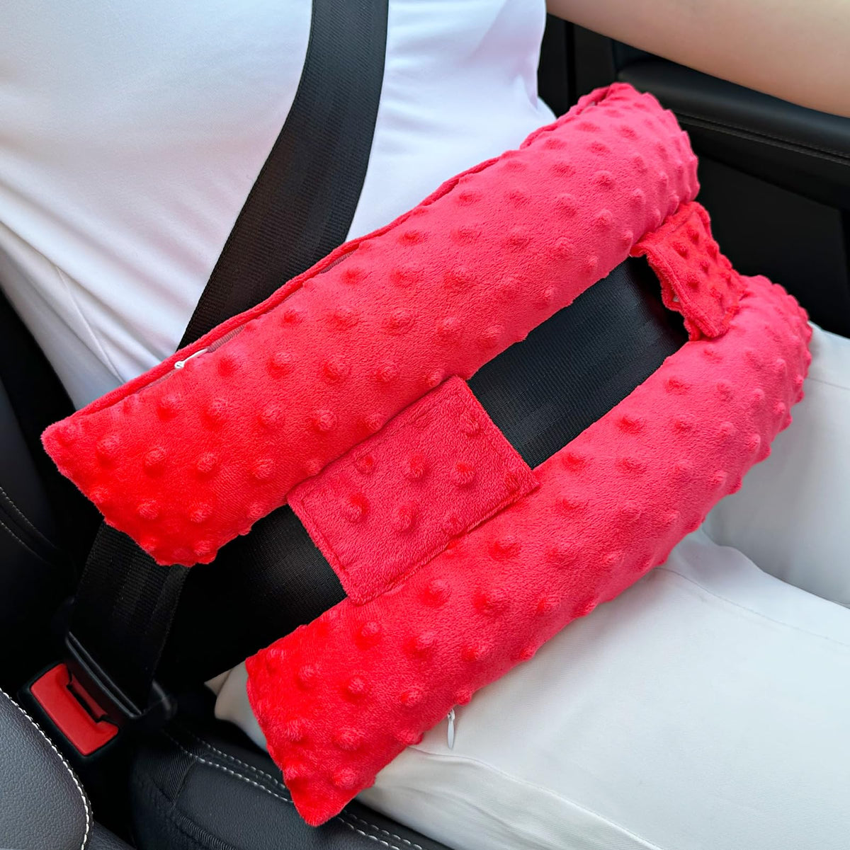 Hysterectomy Seatbelt Pillow for Post Surgery, Hysterectomy Recovery Must Have, Abdominal Pillows with Ice/Hot Pocket Tummy Tuck Cushions Seat Belt Padding Protectors, Minky Dot Denim Blue