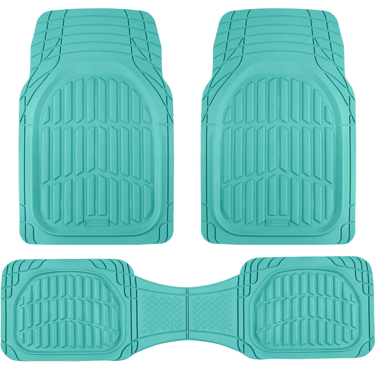 Carbella FlexTough LITE Rubber Car Mats Full Set - All Weather Floor Mats for Trucks, Cars & SUVs - Automotive Waterproof Blue Car Floor Mats for Cars Interior Accessories Universal Trim-to-Fit