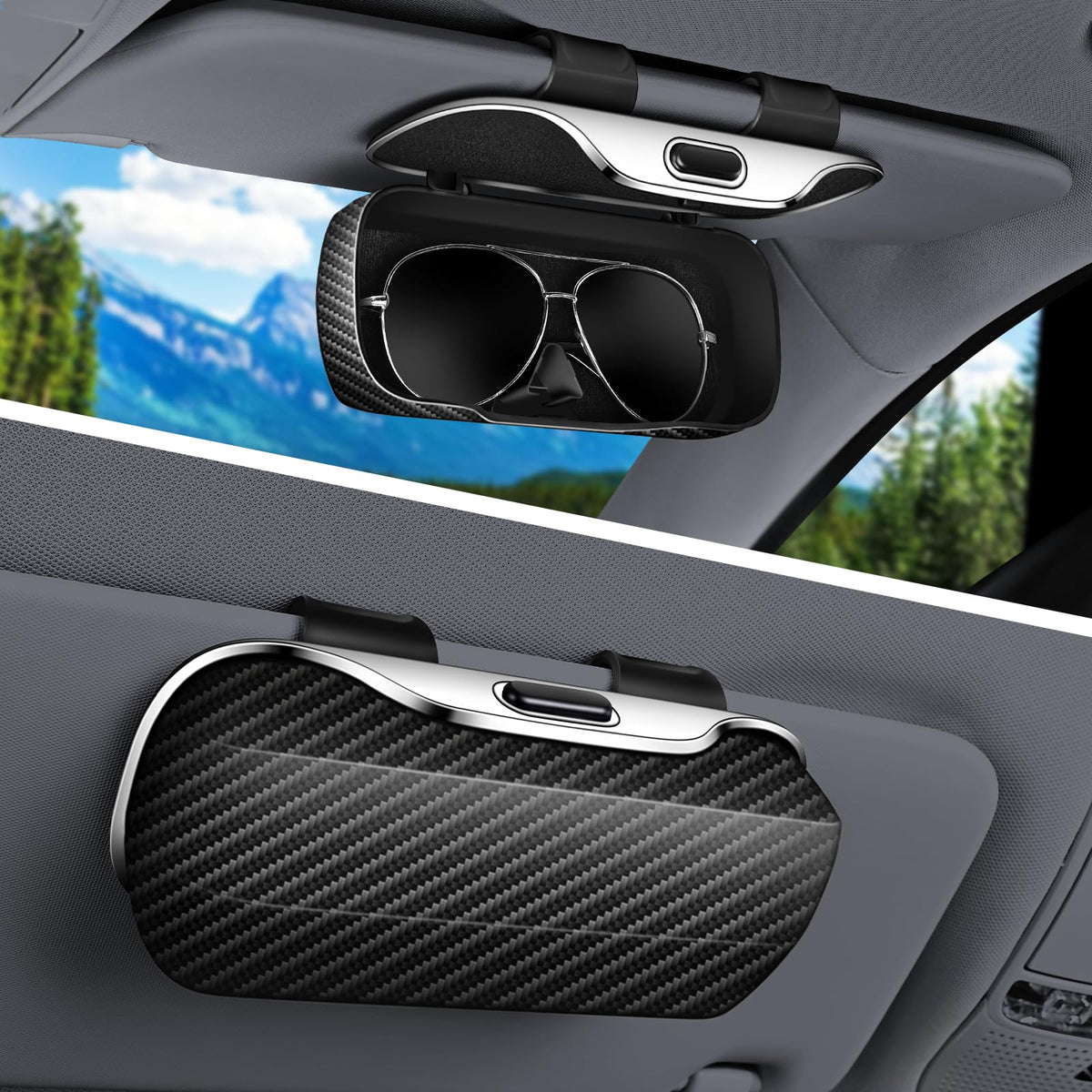 Sunglass Holder for Car Visor Clip, Car Sunglass Holder Case Black