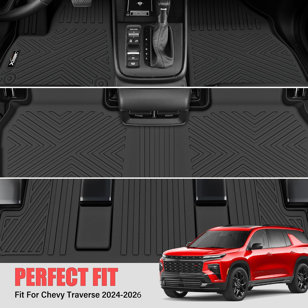 Floor Mats & Trunk Mat & Backrest Mat for 2024-2027 Chevy Traverse 7 Seats