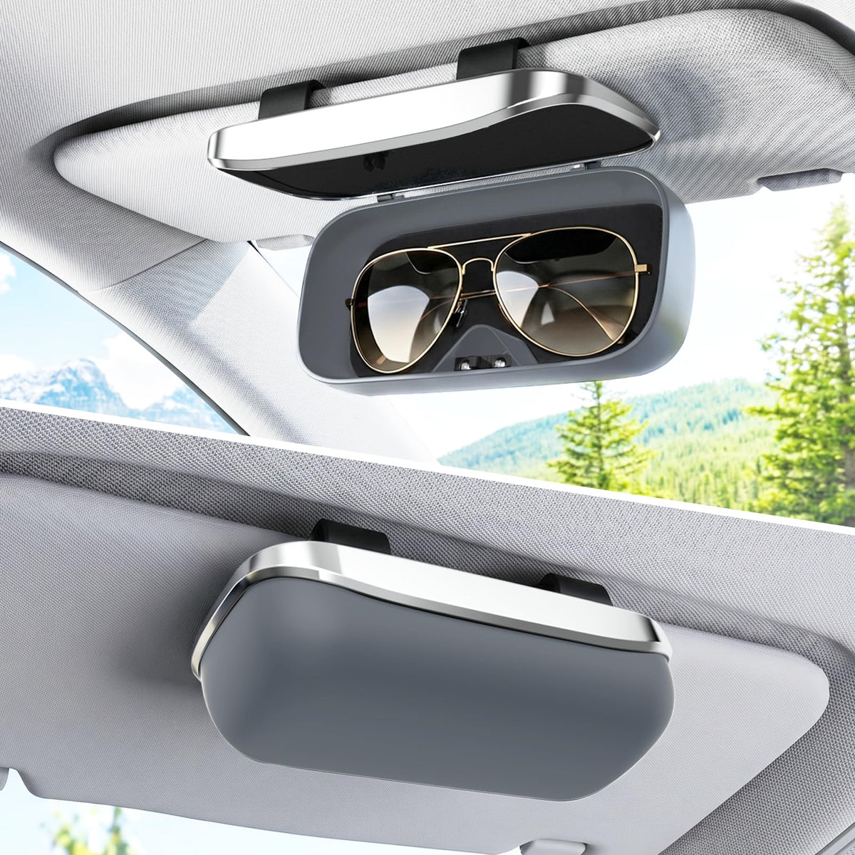 Sunglass Holder For Car Visor Clip With Push-Bounce Switch,Sunglass Case For Car With Plush Lining,Car Sunglass Holder Suitable For Truck And Sedan To Place Sunglass (Black)