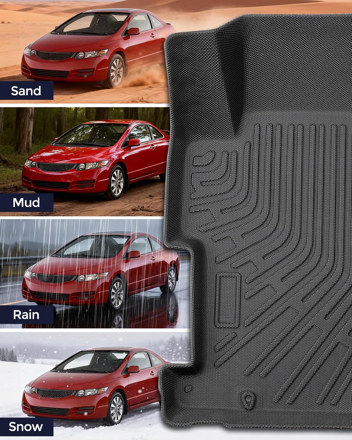 All Weather Floor Mats for Honda Civic 2006-2011 (Not Fit Coupe)