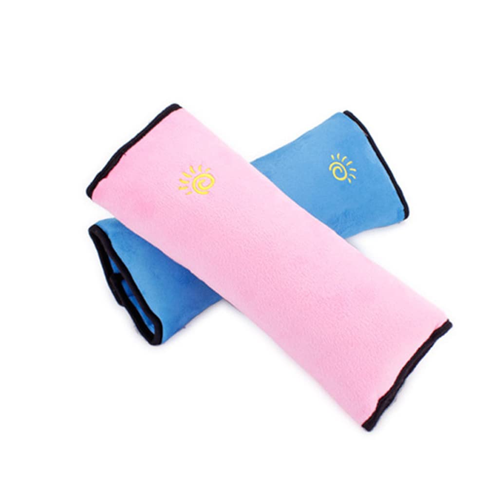 2 pcs Auto Pillow Car Safety Belt Protect, Shoulder Pad, Adjust Vehicle Seat Belt Cushion for Kids （Blue/Pink）