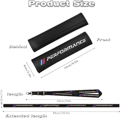 Car M 3 Color Performance Letters seat Belt Cover Carbon Fiber Texture Car seat Belt Shoulder Pad Cover Soft and Comfortable Suitable for Any Car Model