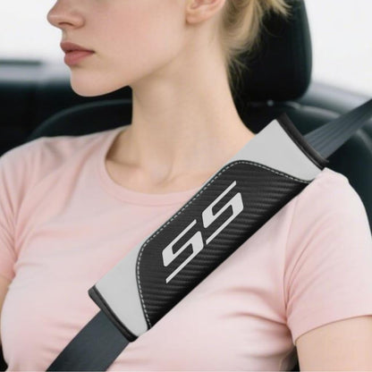 2Pcs Carbon Fiber Leather Seat Belt Cushions Shoulder Pad Soft for Camaro RS Equinox Malibu Traverse Blazer Cruze Trailblazer Trax Sonic Spark Accessories,Car Seat Belt Pads Safety Belt Cover Pad