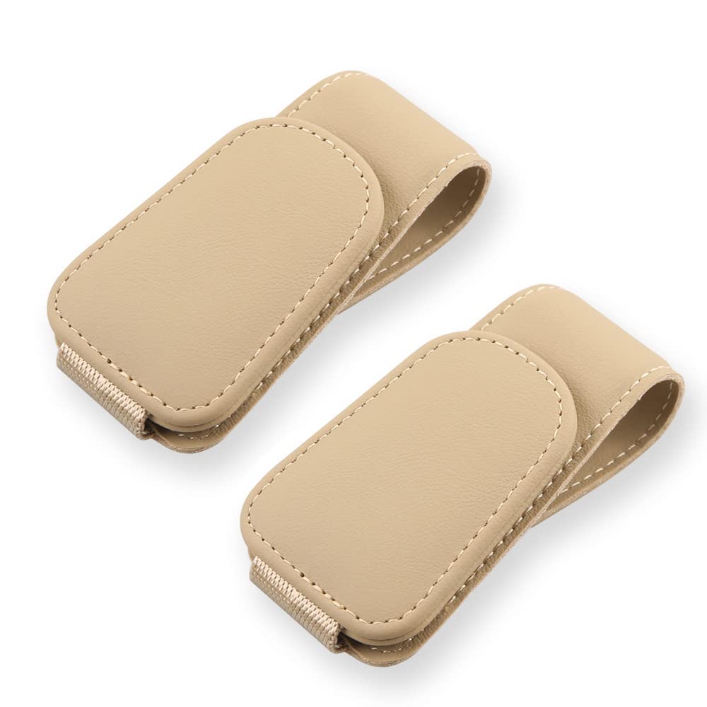 2Pcs Sunglass Holder for Car, Magnetic Leather Eyeglass Hanger Clip for Car Sun Visor, Sunglasses Holder and Ticket Card Clip for Car Visor Accessories