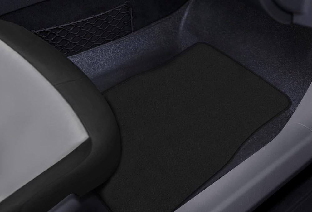 CarsCover Premium Vehicle Mats 4-Piece with Vinyl Heel Pad, Black Carpet