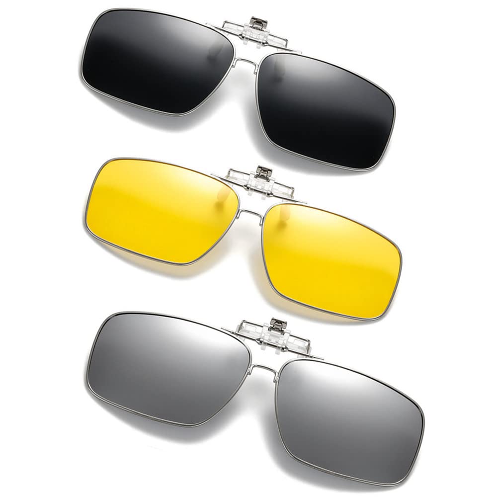 Clip on Flip up Polarized Lens For Prescription Glasses UV Protection Sunglasses (Clear lenses not Polarized)