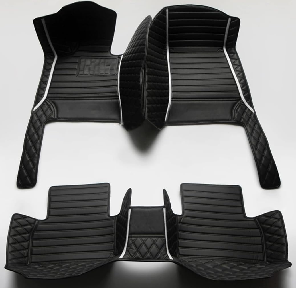 Custom Personalized Floor Mats for Cars，Luxury Full Coverage All Weather Car Floor Mats，Anti-Slip Leather Car Mat Set ，Custom Floor Mats for 99% of Cars, Trucks & SUVs (Pure Black)