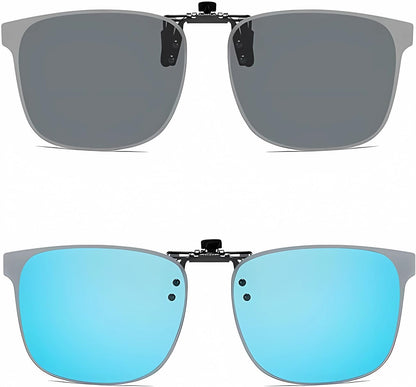 Clip on Flip up Polarized Lens For Prescription Glasses UV Protection Sunglasses (Clear lenses not Polarized)
