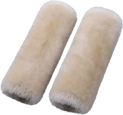OGLAND 2 Pack Sheepskin Car Seat Belt Cover Pads | Wool Seatbelt Cushions