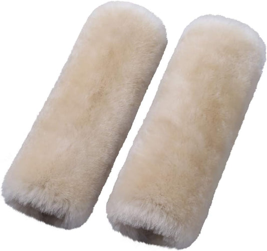 OGLAND 2 Pack Sheepskin Car Seat Belt Cover Pads | Wool Seatbelt Cushions