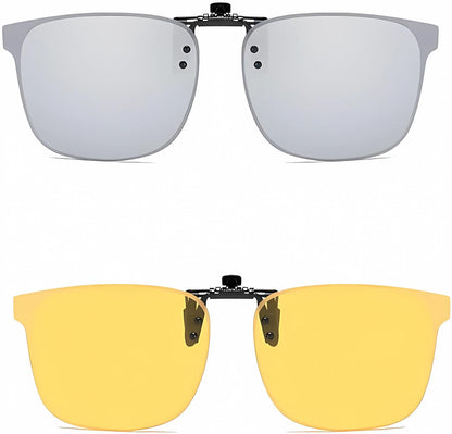 Clip on Flip up Polarized Lens For Prescription Glasses UV Protection Sunglasses (Clear lenses not Polarized)