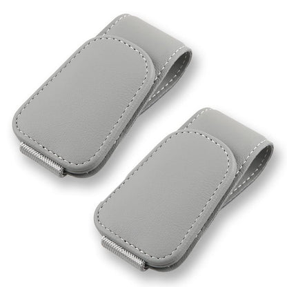 2Pcs Sunglass Holder for Car, Magnetic Leather Eyeglass Hanger Clip for Car Sun Visor, Sunglasses Holder and Ticket Card Clip for Car Visor Accessories