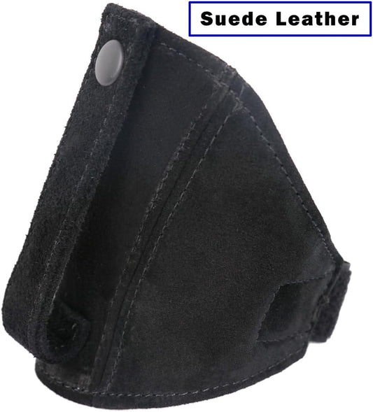 1X Racing Bucket Seat Belt Guide Seatbelt Holder Protector,Suede Leather (Black Leather/Black Stitching)