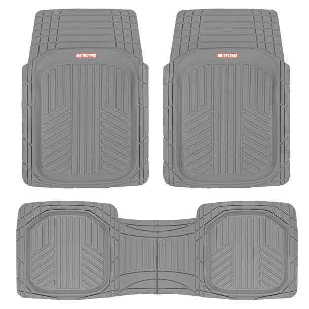 Motor Trend 943-BK FlexTough Defender Car Floor Mats -Next Generation Deep Dish Heavy Duty Contour Liners for Car SUV Truck & Van-All Weather Protection, Trim to Fit Most Vehicles Black