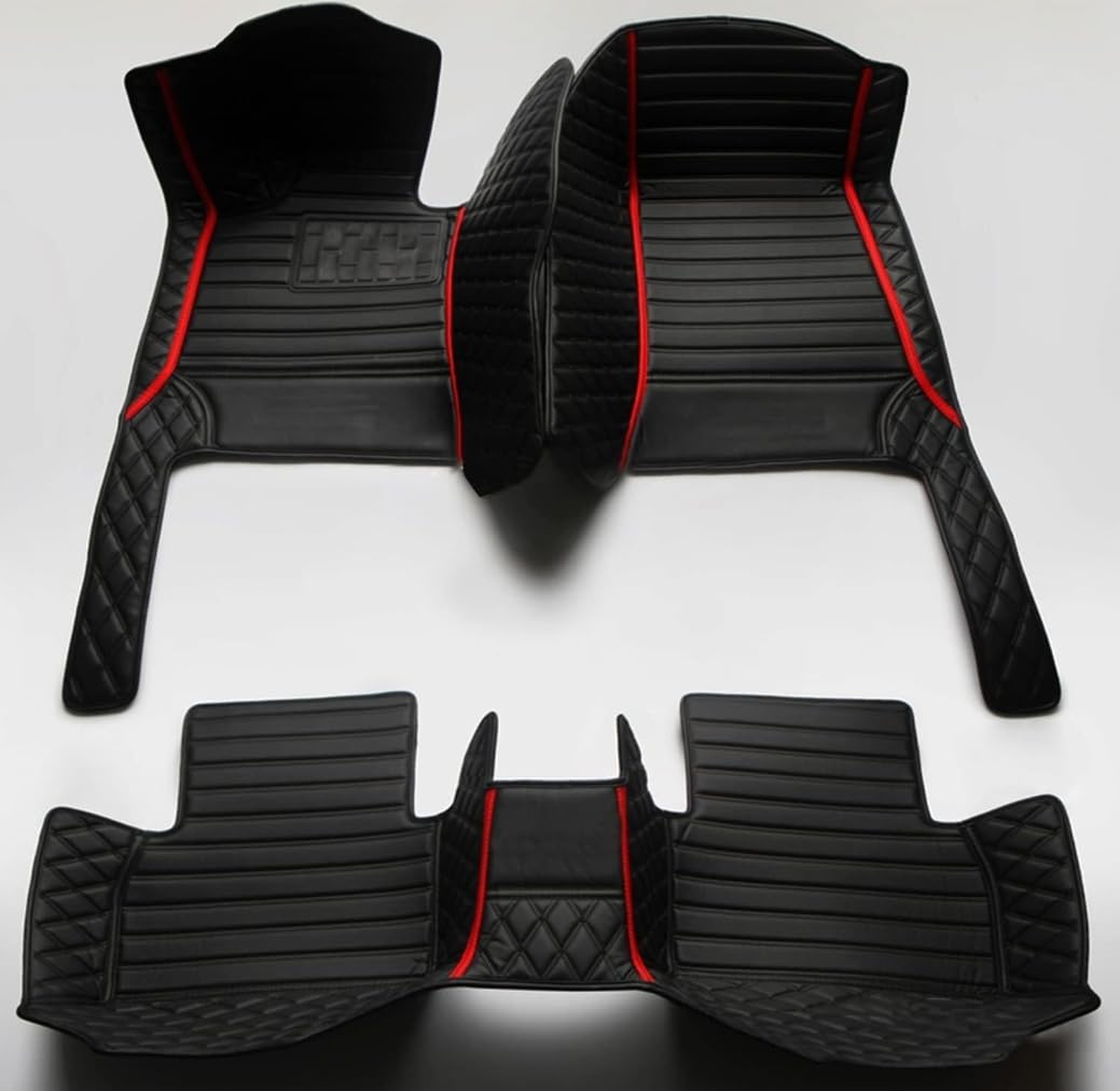 Custom Personalized Floor Mats for Cars，Luxury Full Coverage All Weather Car Floor Mats，Anti-Slip Leather Car Mat Set ，Custom Floor Mats for 99% of Cars, Trucks & SUVs (Pure Black)