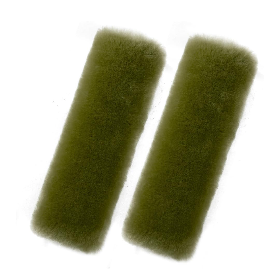 Andalus Brands 2 Pack Genuine Merino Wool Sheepskin Seat Belt Cover – Soft Shoulder Pad, Neck Cushion Protector – Authentic Car Accessories (Pearl)