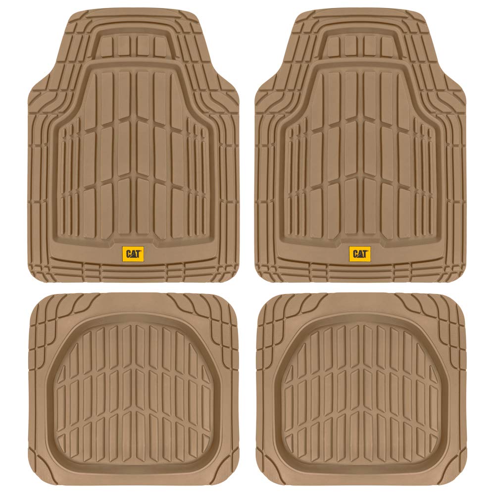 Cat® ToughRide™ Heavy-Duty 3 Piece Rubber All Season Floor Mats for Car Truck Van SUV, Black - Premium Trim to Fit Cars Floor Mat, All Weather Deep Dish Automotive Floor Mats, Total Dirt Protection