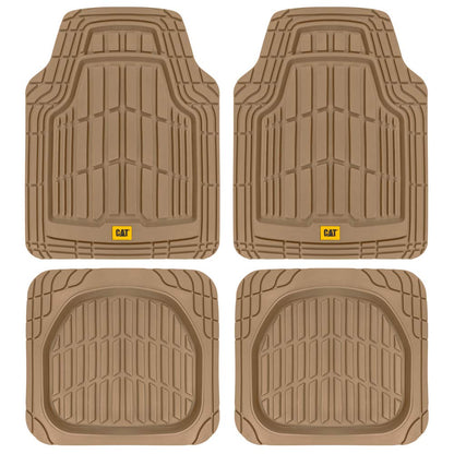 Cat® ToughRide™ Heavy-Duty 3 Piece Rubber All Season Floor Mats for Car Truck Van SUV, Black - Premium Trim to Fit Cars Floor Mat, All Weather Deep Dish Automotive Floor Mats, Total Dirt Protection