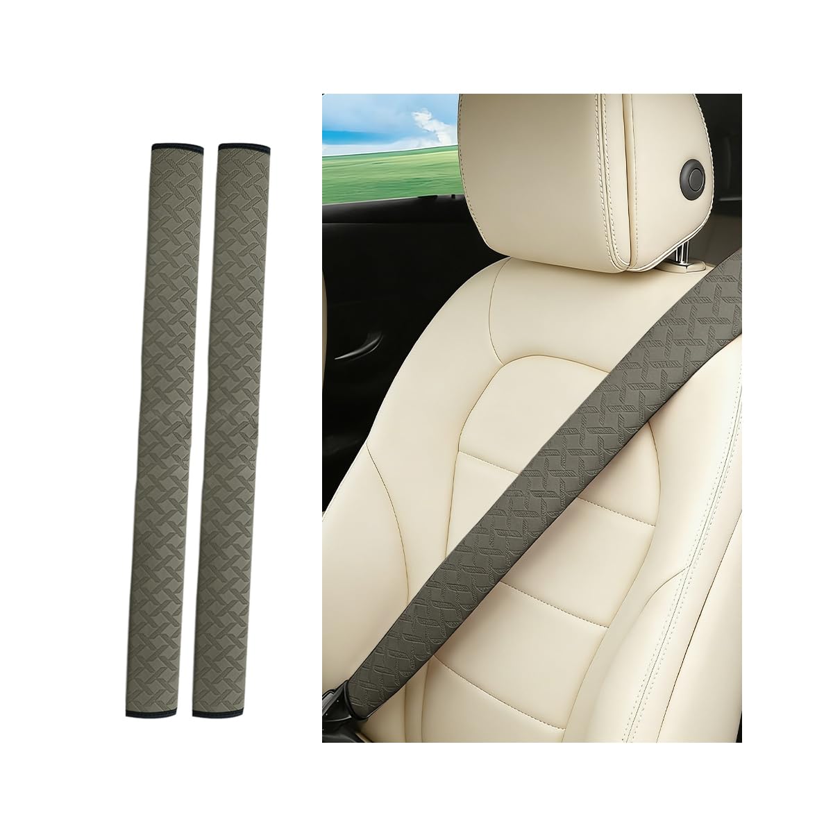 2PCS Car Seat Belt Cover Leather Shoulder Cushion Pad Pink