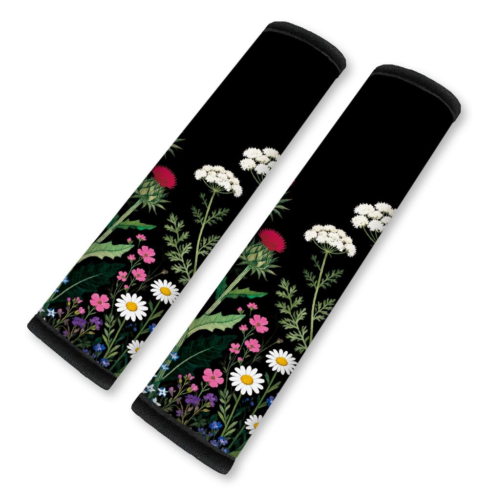 2Pcs Rainbow Skull Soft Auto Seat Belt Cover Pad 11" x 2.4"
