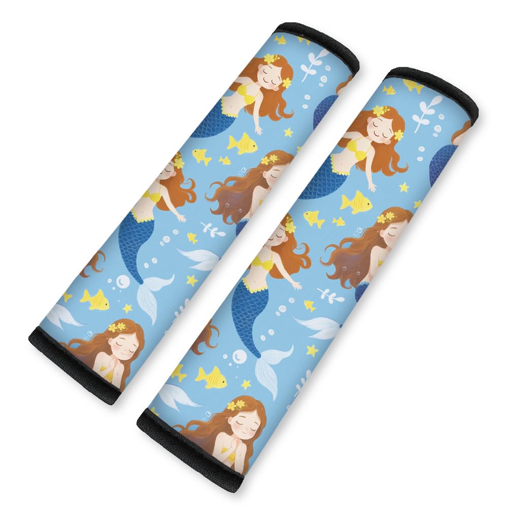 2Pcs Soft Auto Seat Belt Cover Pad Neon Galaxy Sea Turtle Print Colorful Car Seatbelt Shoulder Cushion for Comfortable Driving, Compatible with All Cars' Seatbelt and Backpack Straps