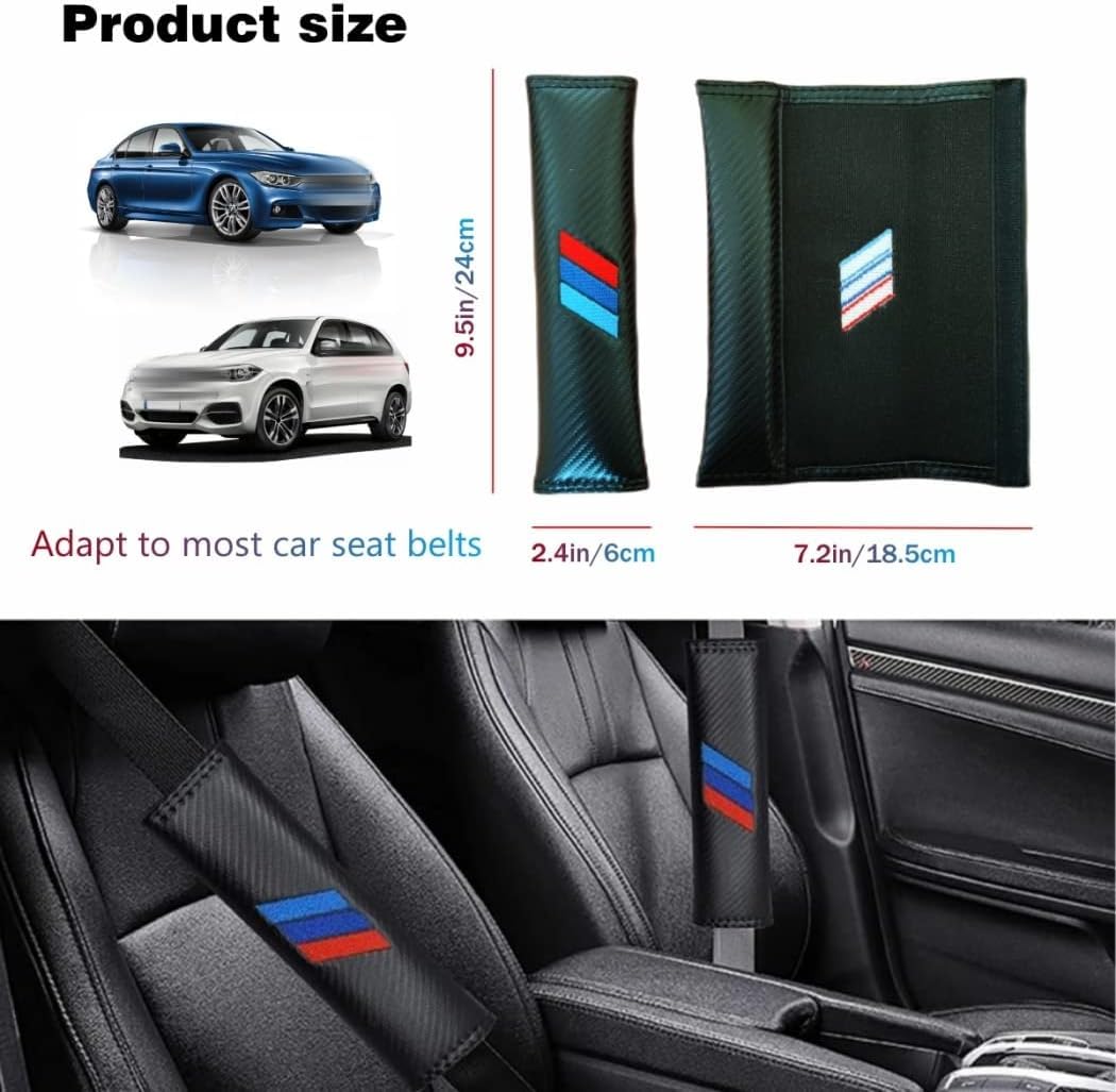 2PCS Car Seat Belt Cover for BMW, Carbon Fiber Seatbelt
