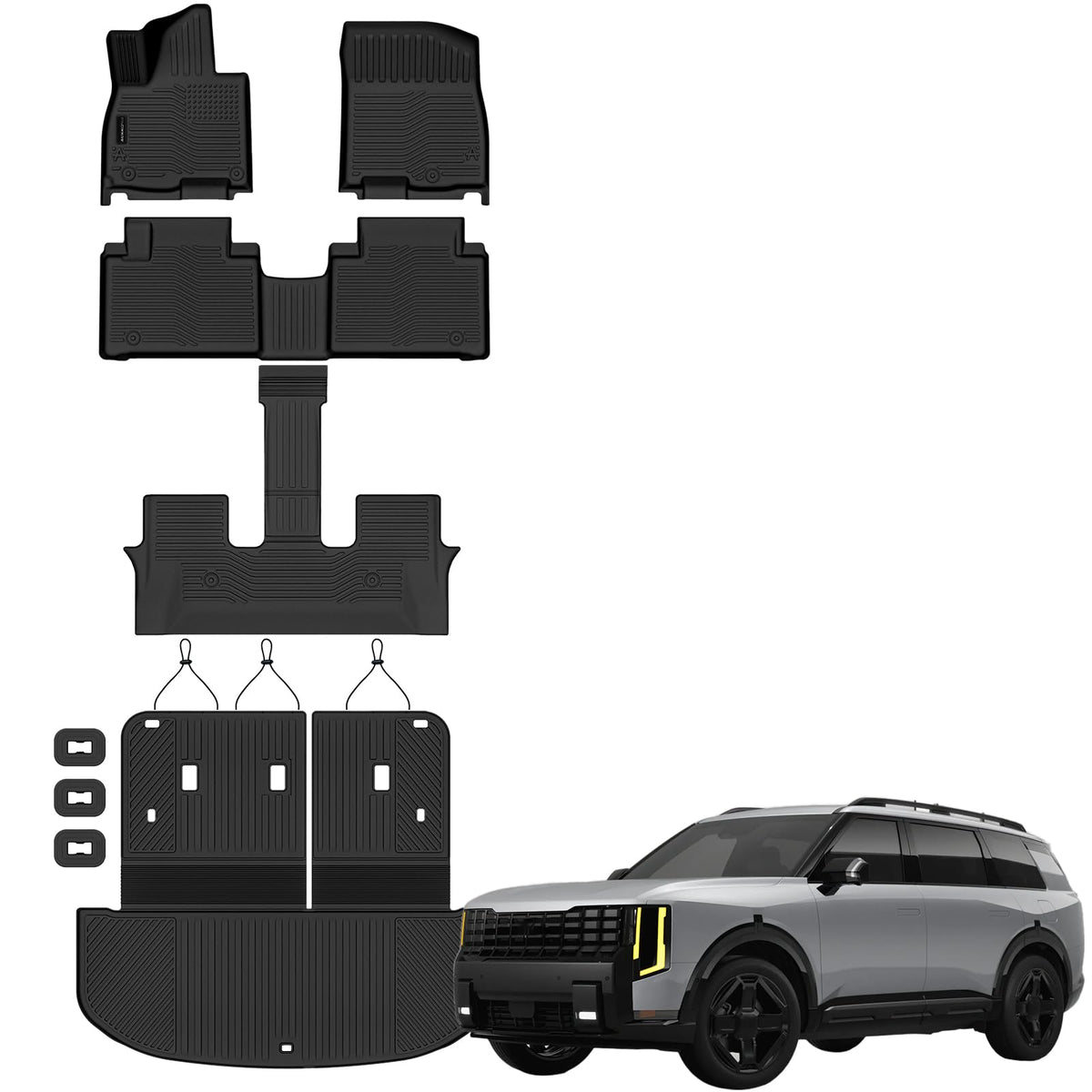 AUXKO Floor Mats Cargo Mat Backrest Mat for 2027 Kia Telluride Hybrid