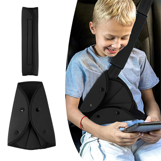 Car Seat Belt Covers Pads Set, Soft Automotive Seat Belt Pads for Kids & Adults, Shoulder Belly Protective Padding Universal Carseat Strap Cushion Cover for All Car Seats, Pushchair, Stroller (Black)